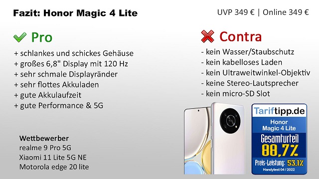 Fazit zum Honor Magic 4 Lite